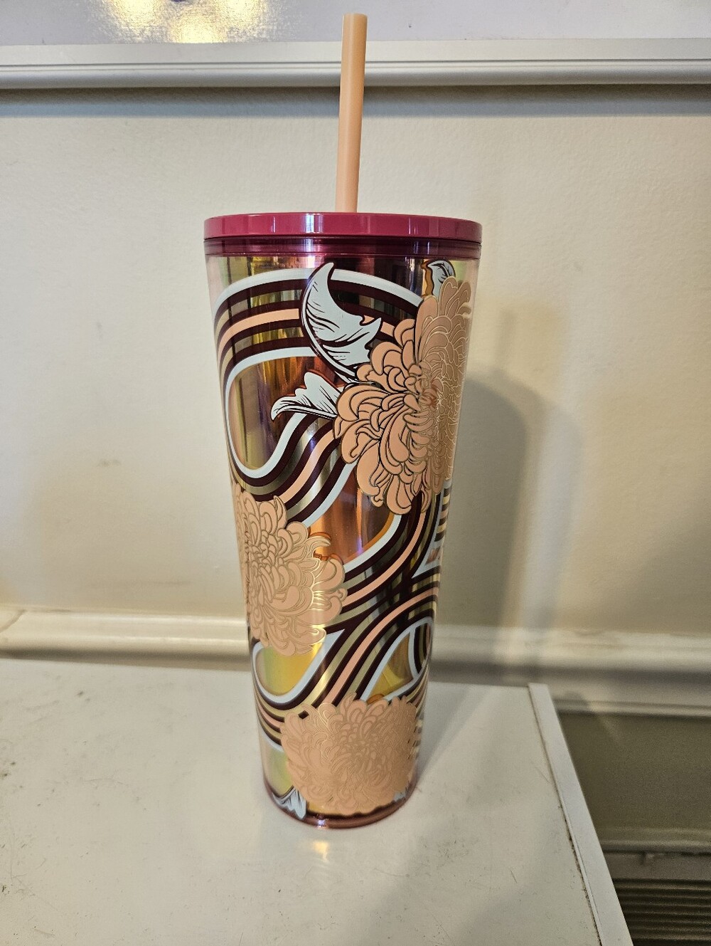 2024 Starbucks Holiday 24 Oz Cold Cup Tumbler Pink Gold
